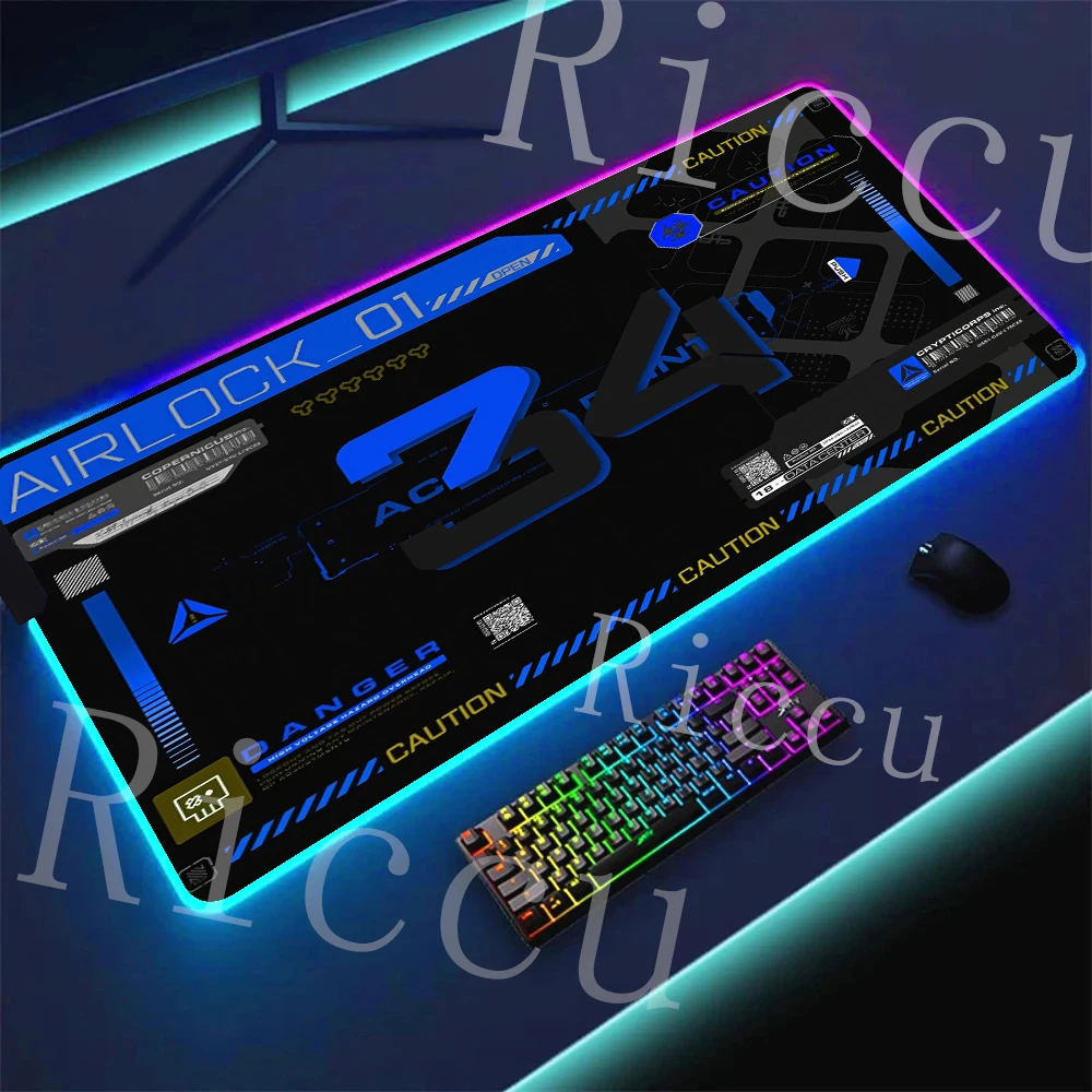 

RGB Techwear style Mouse Pad Gaming PC Accessories XXL MausePads Sense of Science and Technology 900X400mm LED Desk mat Keyboard