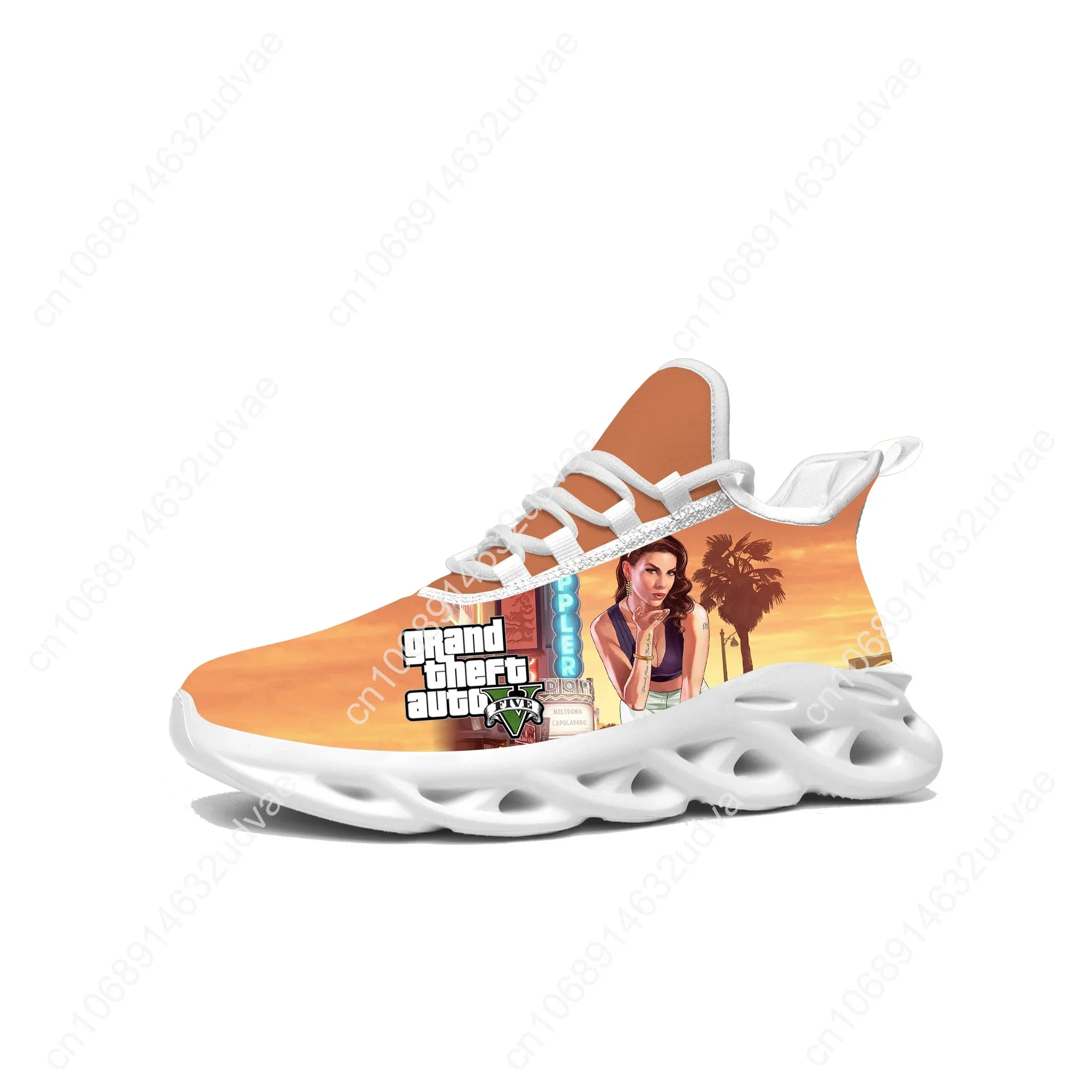 Grand Theft Auto GTA V 5 Flats Sneakers Cartoon Game Mens Womens Sports Running Shoes Sneaker High Quality Customized Made Shoe