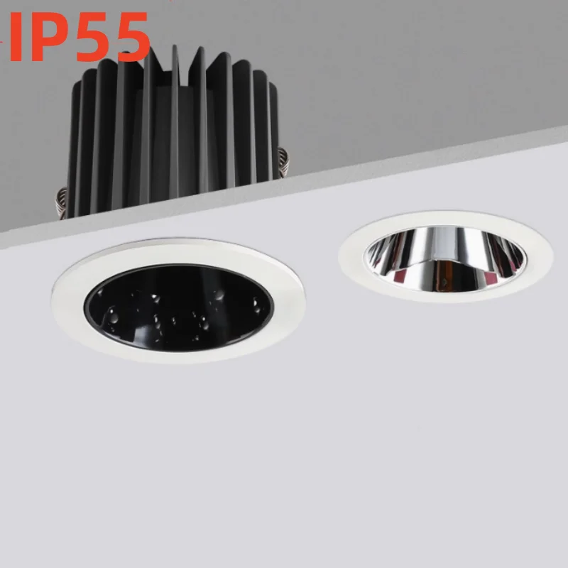 New Ip55 embedded waterproof anti-dazzle downlight led cob spotlight Sky lantern Bathroom kitchen and bathroom spotlight