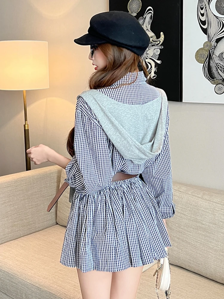 Koreaanse Mode Shirt Jurk voor Vrouwen Zoete Cape Riem Swing Korte Geplooide Jurk Vrouwelijke Dagelijkse Casual High Street Vestidos Mujer