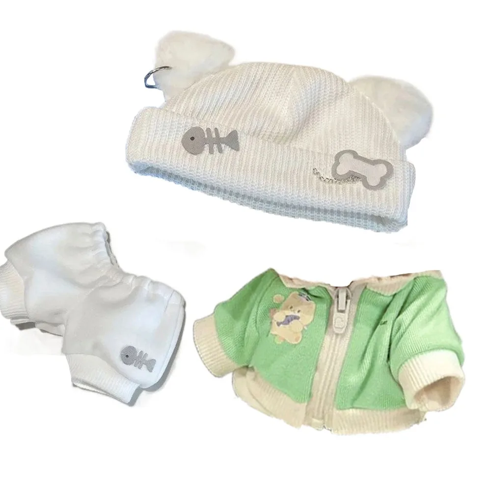 

Fashion Cat Jacket 20cm Cotton 's Clothes Fishbone Cute Hat Cotton Outfit Mini Pants Clothes Set Girls