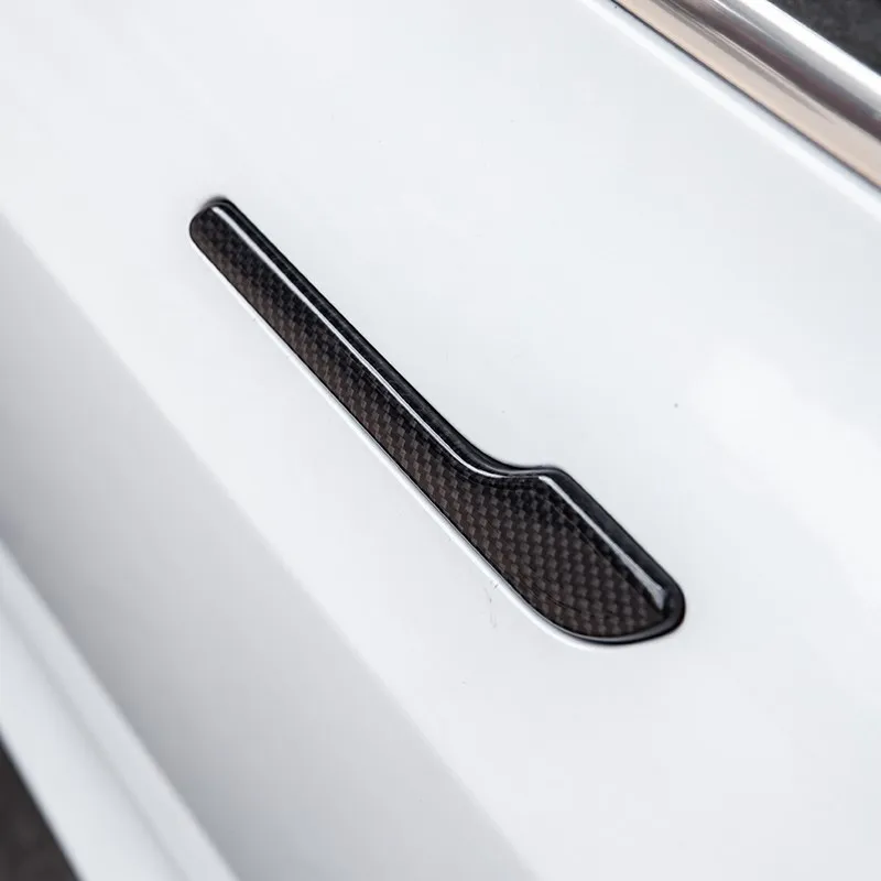 For Tesla Model Y 2024 Door Handle Protection Stickers Model 3 2023 Door Cover Paste ABS Carbon Fiber Stickers Car Accessories