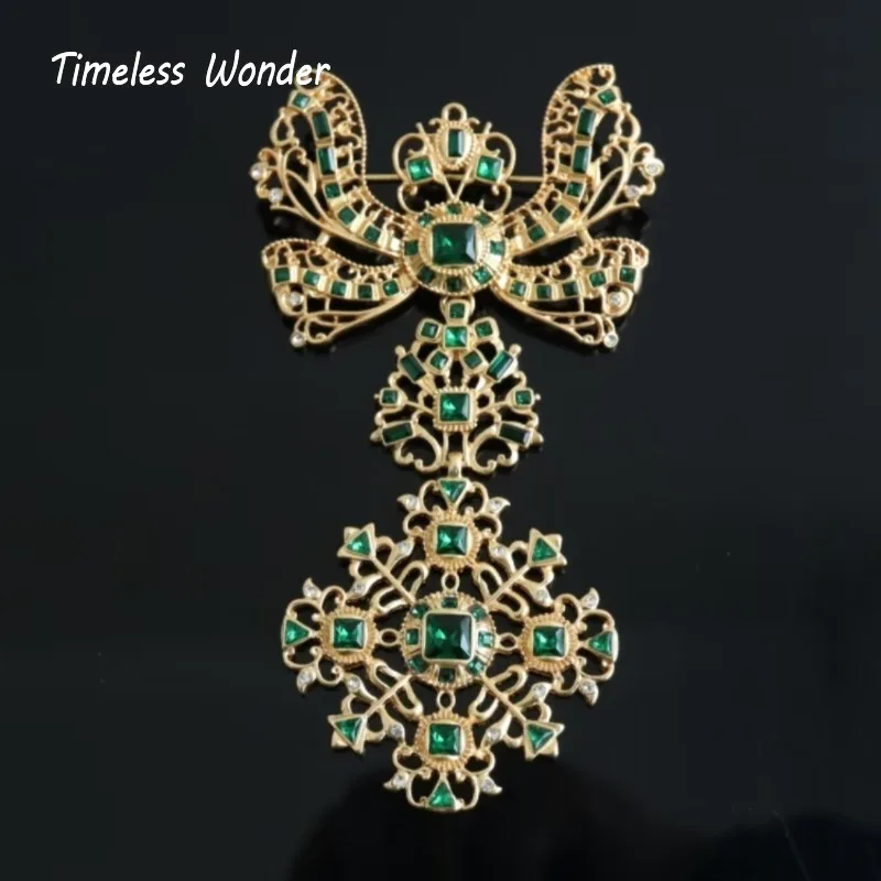 Timeless Wonder Fancy Zircon Cutout Geo Brooch Pins for Women Designer Jewelry Runway Top Bride Gift Trendy Cute Mix Set 2223