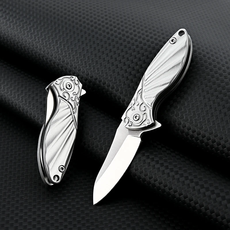 D2 Blade Stainless Steel Forming Knife Outdoor Camping Self Defense Emergency Survival Knife Folding Portable Keyknife