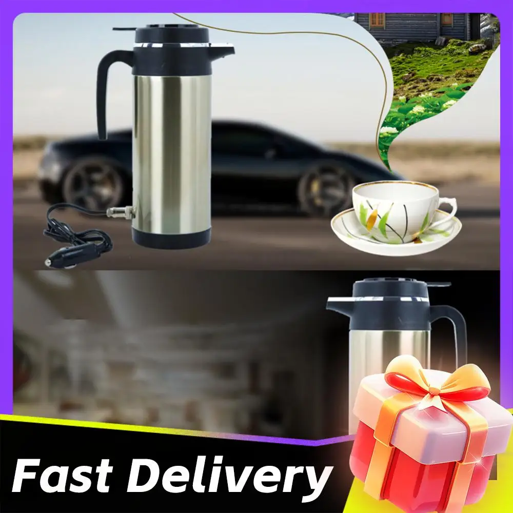 Hervidor de Agua para Auto de 1200 ML, Calentador de Agua para Camioneta, Gran Capacidad, 12/24 V, Hervidor Eléctrico de Viaje, Apagado Automático, Hervidor de Acero Inoxidable