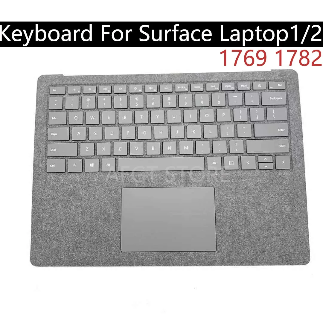 

Original 13.5"For Microsoft Surface Laptop1 2 1769 1782 Gray Keyboard Palmrest Cover With Backlight US Tested