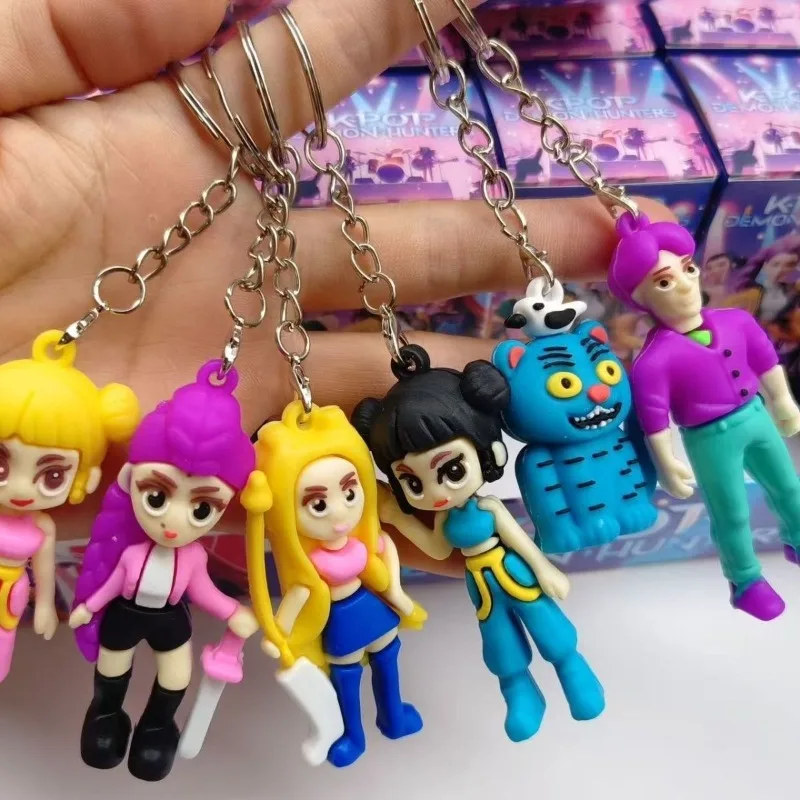 

Cute Kpop Demon Action Figure Keychain Toy Derpys Tiger Rumi Mira Zoey Sussy Figurine Keyring Doll Girls Halloween Gifts