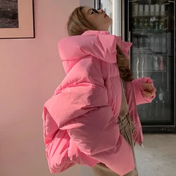 Hooded Bread Jacket Coat for Women Winter New Korean Style Thickening Warm Cotton Parkas Loose Short Casual Winter Coat Women