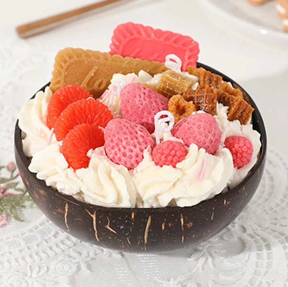 

Fruit yogurt aromatherapy ice cream nuts handmade simulation cereal bowl gift soy wax Birthday Candles Party Home Decoration