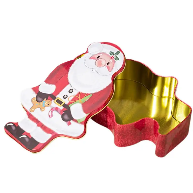 Christmas Cookie Tins Christmas Santa Claus Tinplate Jars For Candy Christmas Cookie Containers Empty Metal Cookie Tins With