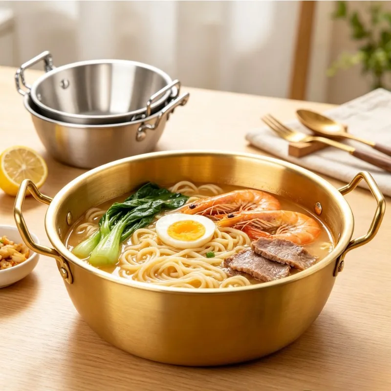 304 Stainless Steel Sauce Dishes with Handles,Korean Ramen Bowl Stackable Food Container for Salad,kimchi,Fries,Soup