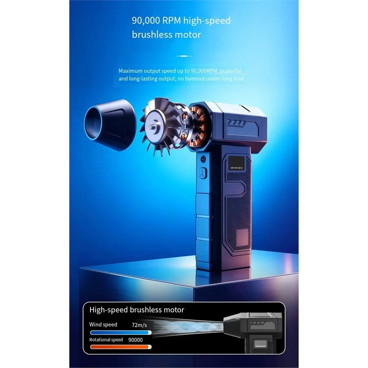 900000RPM Air Blower 450G 5 Gear Adjustable Turbo JetFan Blower with Led Light Display Cordless Compressed Air Duster