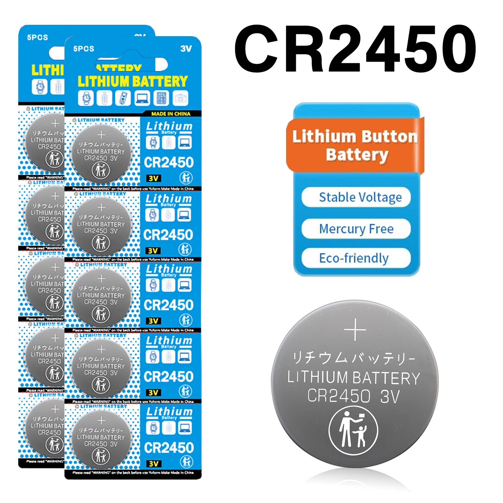 5-100pcs 3V CR2450 Button Batteries CR2450 5029LC LM2450 DL2450 CR2450N BR2450 600mAh Lithium Cell Coin Watch Battery