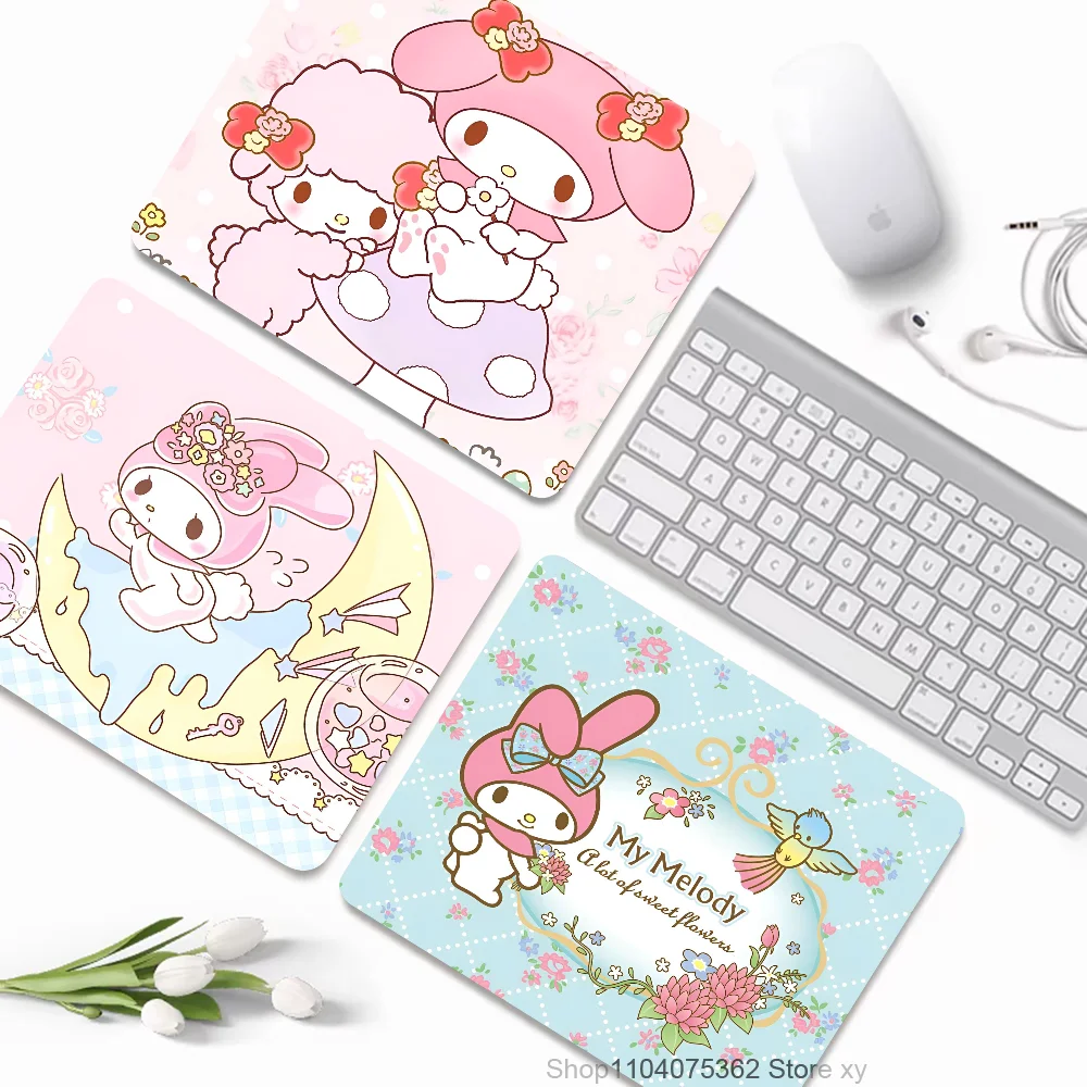 Cute My Melody Mousepad Small LockEdge Mouse Pad For Gamers Computer Desk Pad Rectangular Anti-slip Rubber