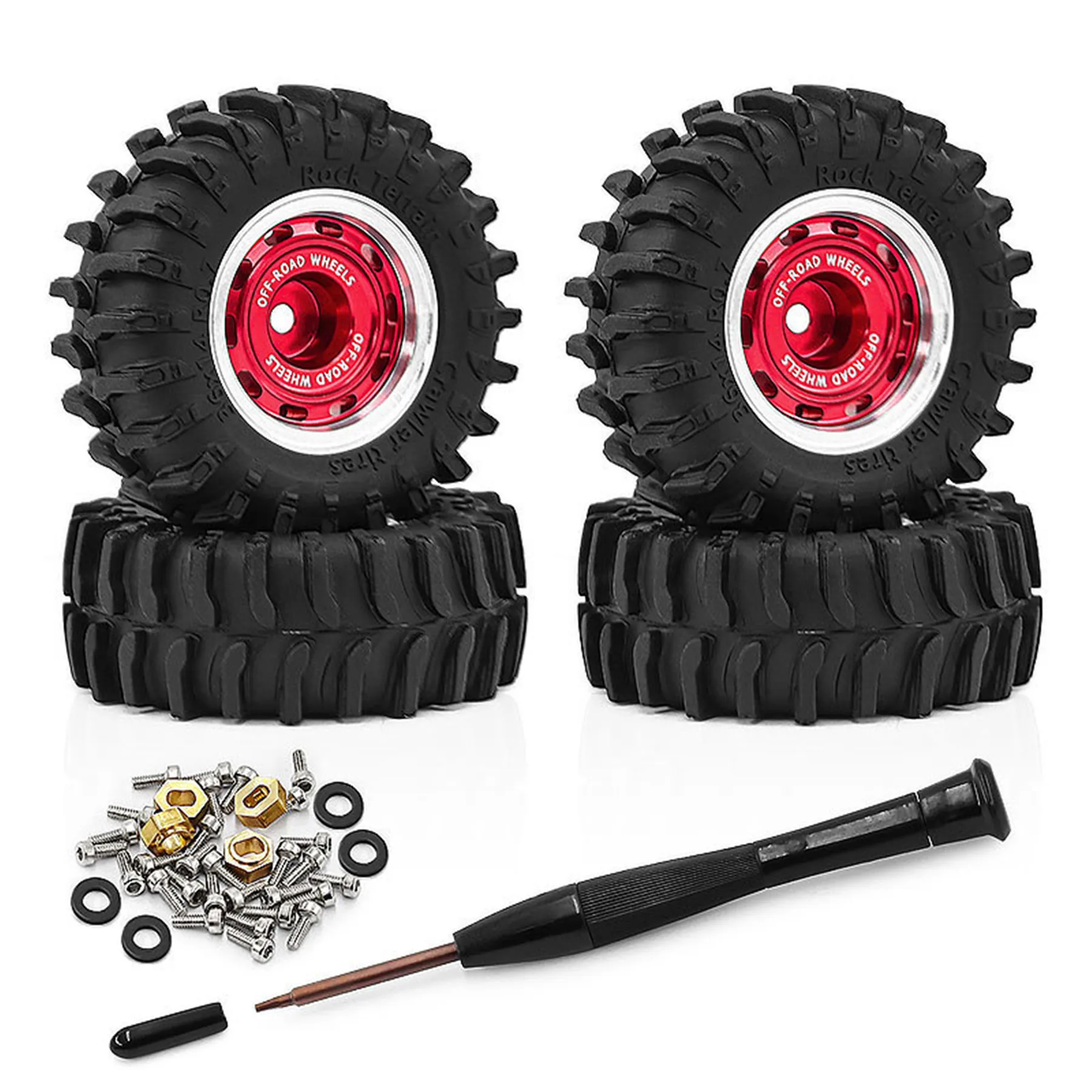 0,7 RC Crawler-Reifen OD 1,57'' 1/30 Weiche Gummi-Allterrain-Reifen Beadlock-Räder Felgen für 1:30 1/32 Rock Mud Car Axial SCX30