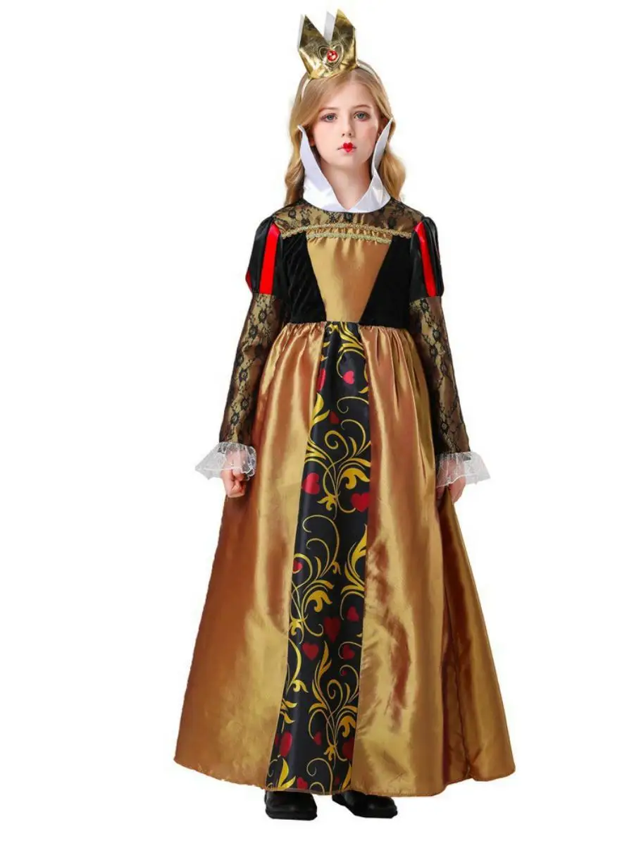 New Children's loween Alice in Wonderland Red Queen Costume Stage Performance Dr Fem Version Ele Ethnic Stage Ou...