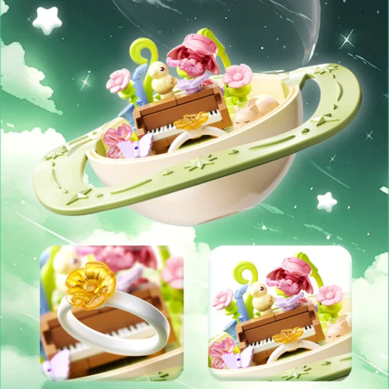 Moonlight Society Romantic Star Fingertip Ring Blocks Handmade Assembly Toy Valentine's Day Creative Decor Collectible Gift DIY