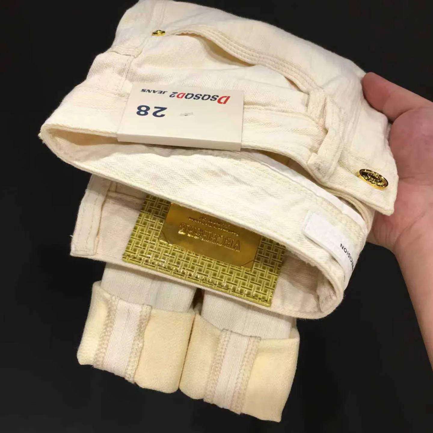 2026 Spring Summer Casual Stretch Slim Fit Jeans for Men High Quality American Retro Cream White Twill Denim Pants Streetwear