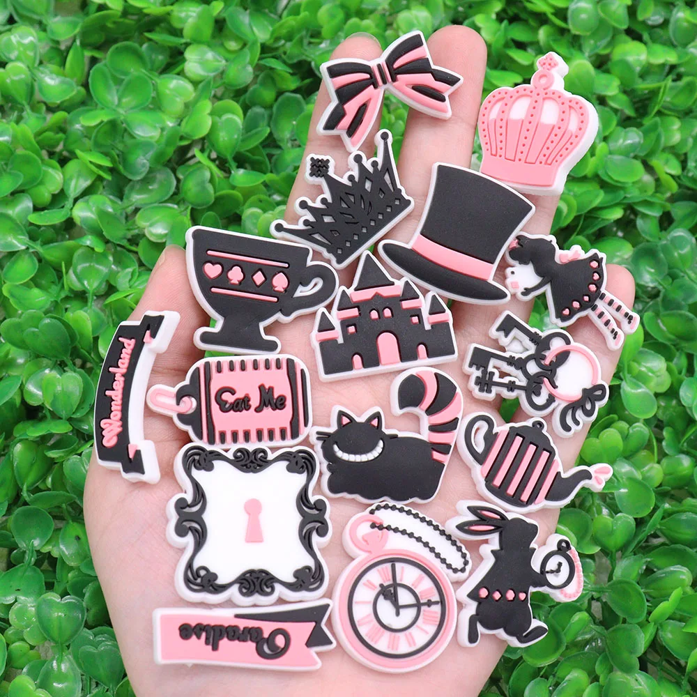 New Arrival 1-16pcs Shoe Charms Crown Princess Castle Rabbit PVC Accessories Shoes Buckle Decorations For Children X-mas Gift