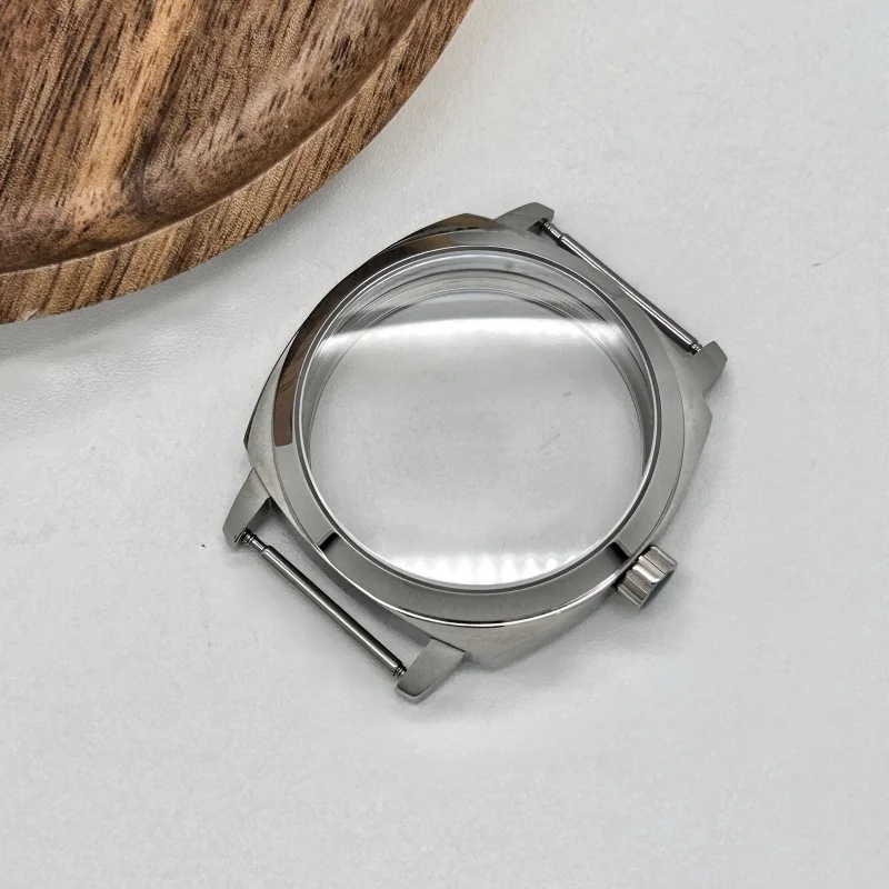Caixa de relógio prateada 42mm, vidro safira para mostrador de 37mm, serve para pam st3600 eta6497 eta6498, movimento mecânico manual, acessórios de relógio
