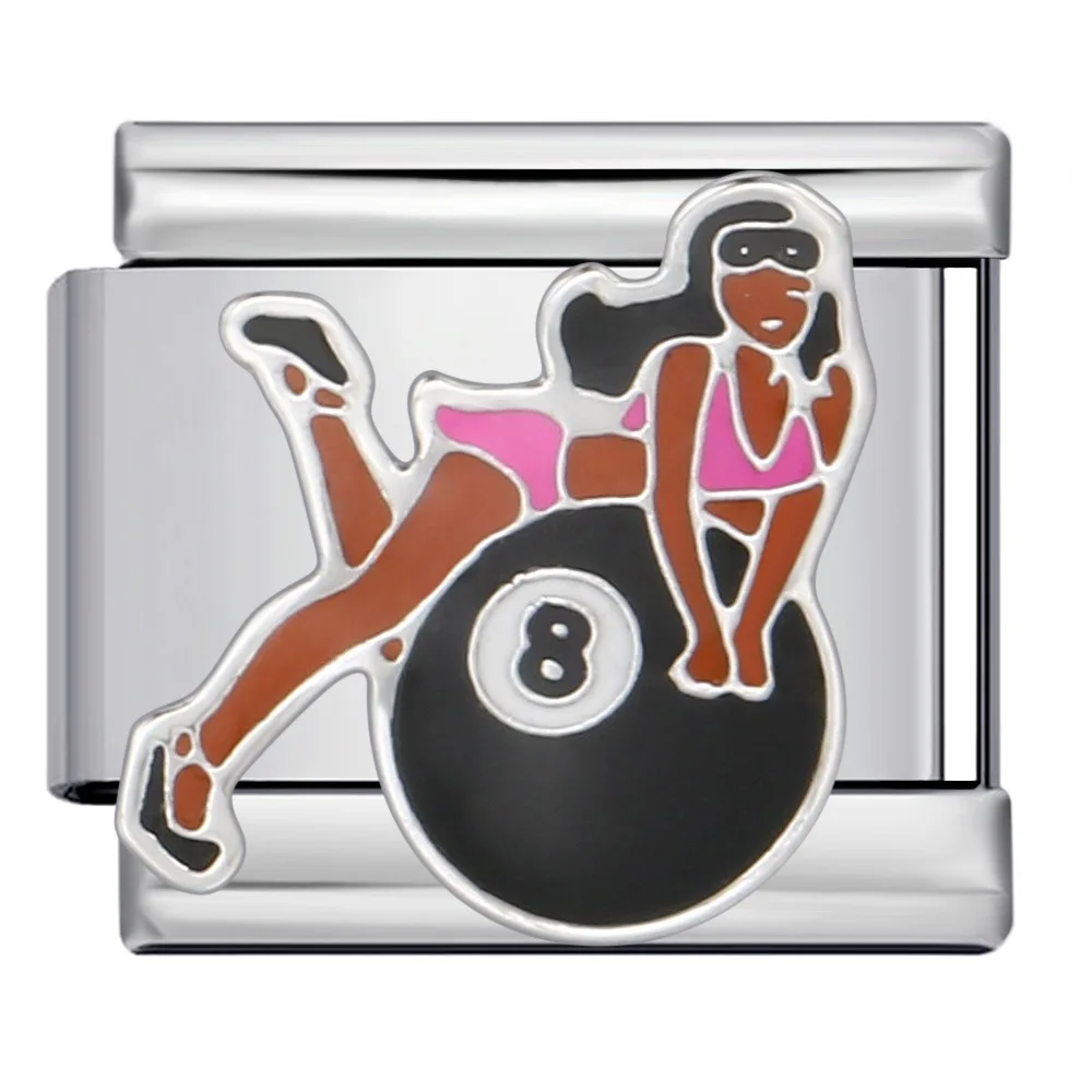 Y2k Creative สีแดงสีม่วงเสือดาวตาริมฝีปาก Moon อิตาเลี่ยน Charm Links Fit 9 มม.สร้อยข้อมือสแตนเลสผู้หญิงเครื่องประดับ DIY ของขวัญ