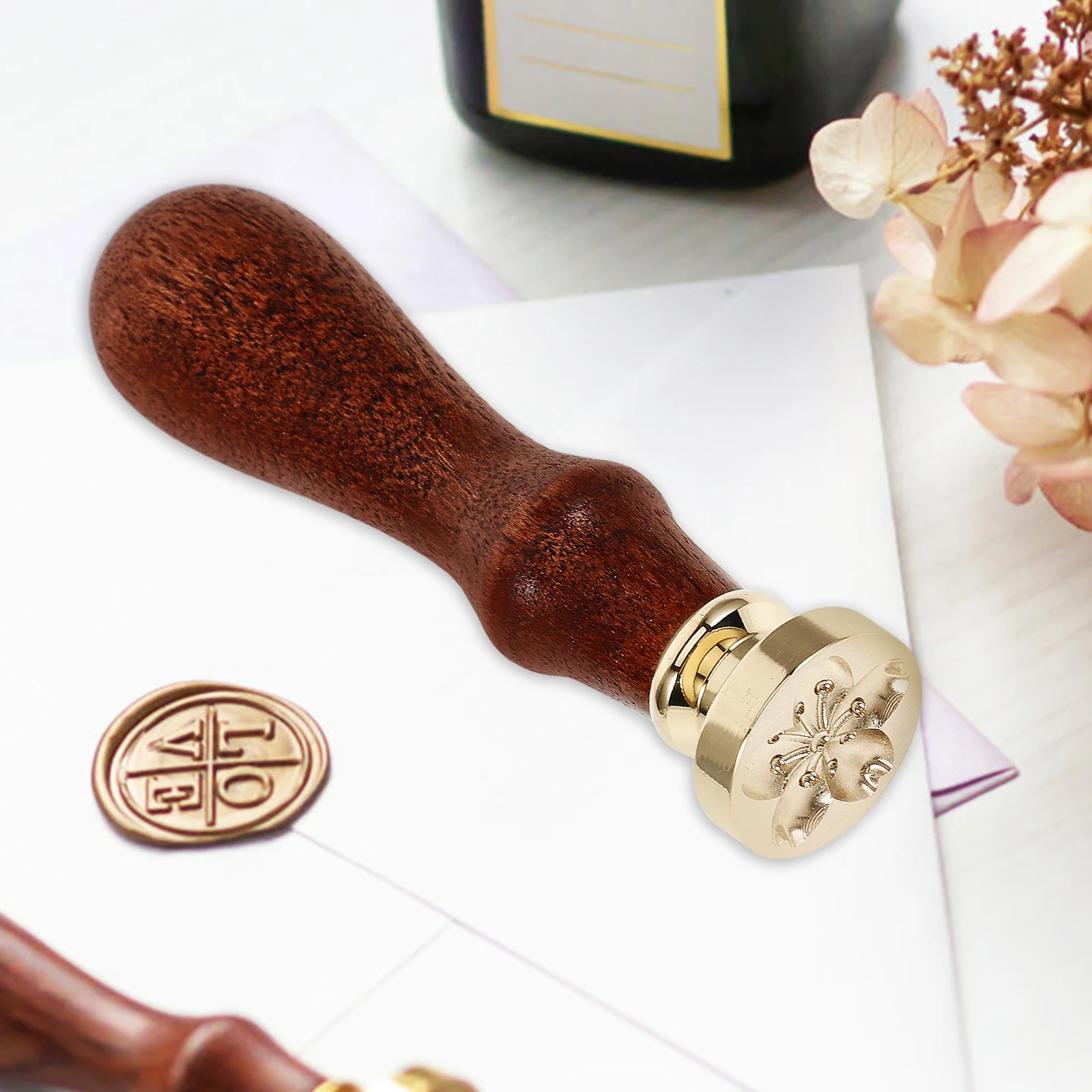 

1 set Sakura Copper Head Retro Wax Seal Material for Envelope Invitations DIY Crafts Letter Stamp Wax Seal Stamp Gifts