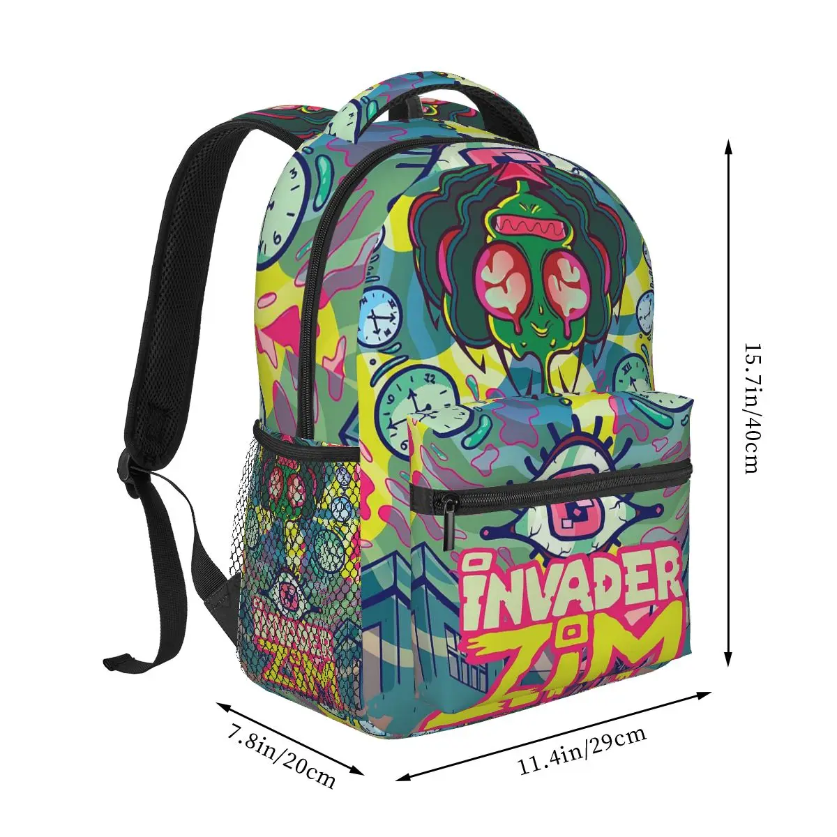 Invader Zim Graphic Backpack Hot Sale Daypack Large Capacity Children BookBag School Bag Shoulder Bags for Men Women