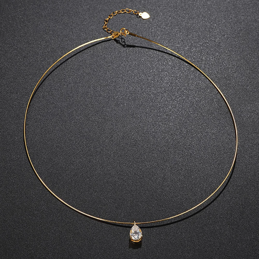 Serenity 2ct Pear Cut Moissanite Pendant Collar Necklace for Women Gift S925 Sterling Silver D Color Choker Neck Chain Jewelry