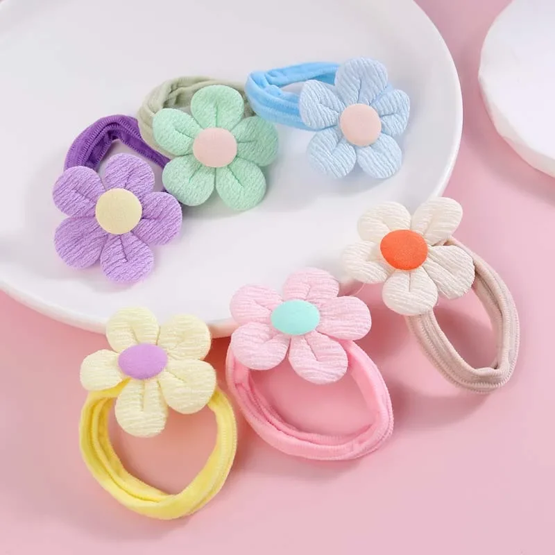 

Oaoleer 6Pcs/set Cute Nylon Flower Girls Hair Ties Candy Elastic Hair Bands Pigtails Hair Rope Rubber Hair Scrunchies Accessorie