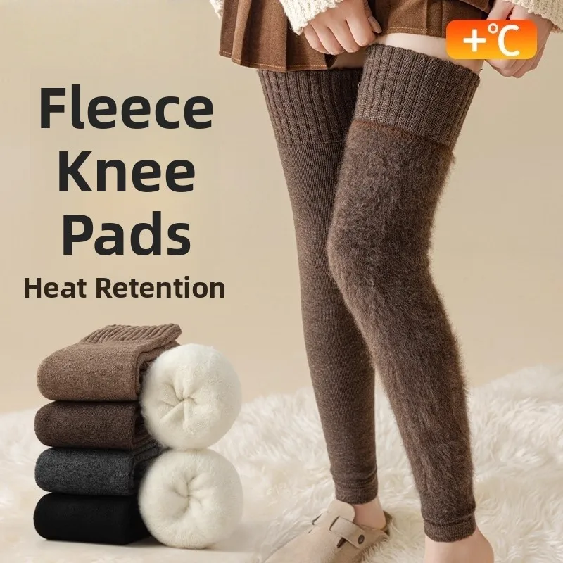 Picture 5: Women's Long Tube Sos Knee High Leggings Woolen Anti-Slip Winter Warm Thermal over Knee Thigh Warmers Outdoor Sports Acc...