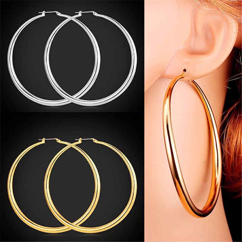 ChainsPro Trendy Big Hoop Earrings For Women Gift Gold/Silver Color Wholesale Big Earrings Fashion Jewelry E519