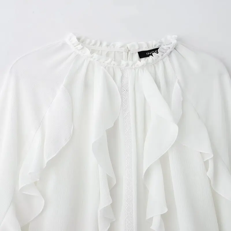 Lente 2025, dames lange Sve opstaande kraag, decoratief irt, veelzijdig gelaagd ontwerp, nieuwe collectie, faionable, casual irt