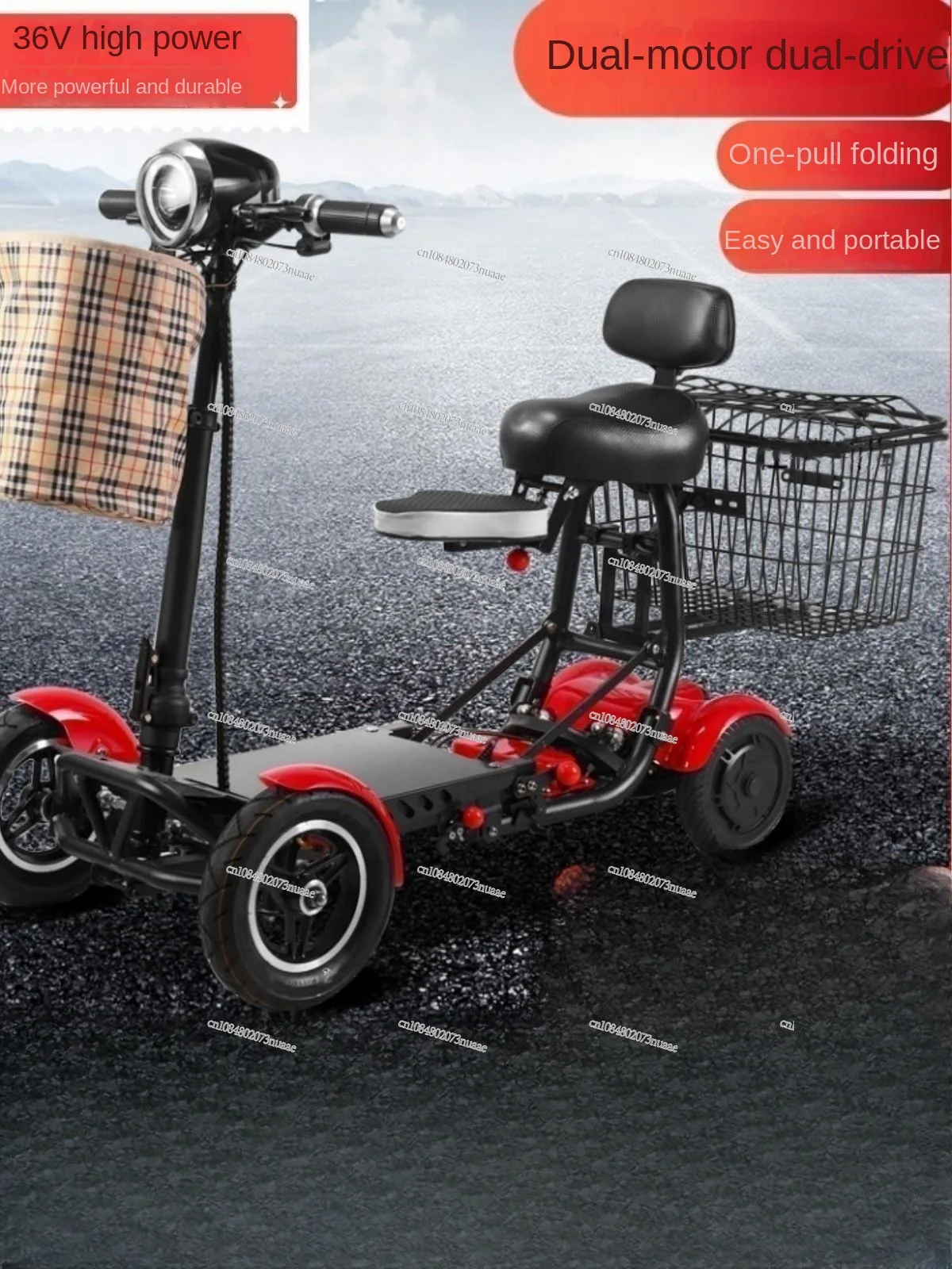 Four-wheel Folding Portable Small Elderly Mobility Scooter Family Electric Four-wheel Is Safe and Stable