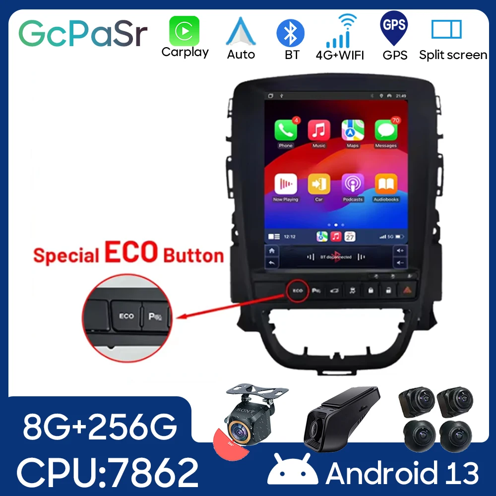 WIFI Carplay Vertical Wireless Android Auto For Opel Astra J 2009-2015 Car Radio 9.7 inch Radio 8Core FM AM Multimedia Stereo BT