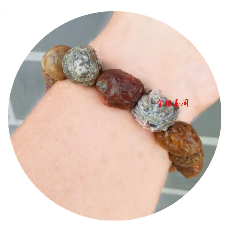 Jewelry Alashan Gobi Material Rough Tendon Stone Sugar Heart Raisin Agate Bracelet Wholesale