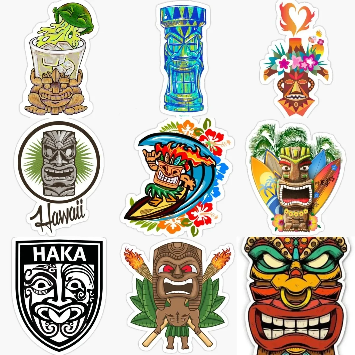 

Tiki Mask Native Hawaiian Totem Personalized PVC Waterproof Stickers Accessories for Decorate Car Bicycle Wall Room Van Bumper