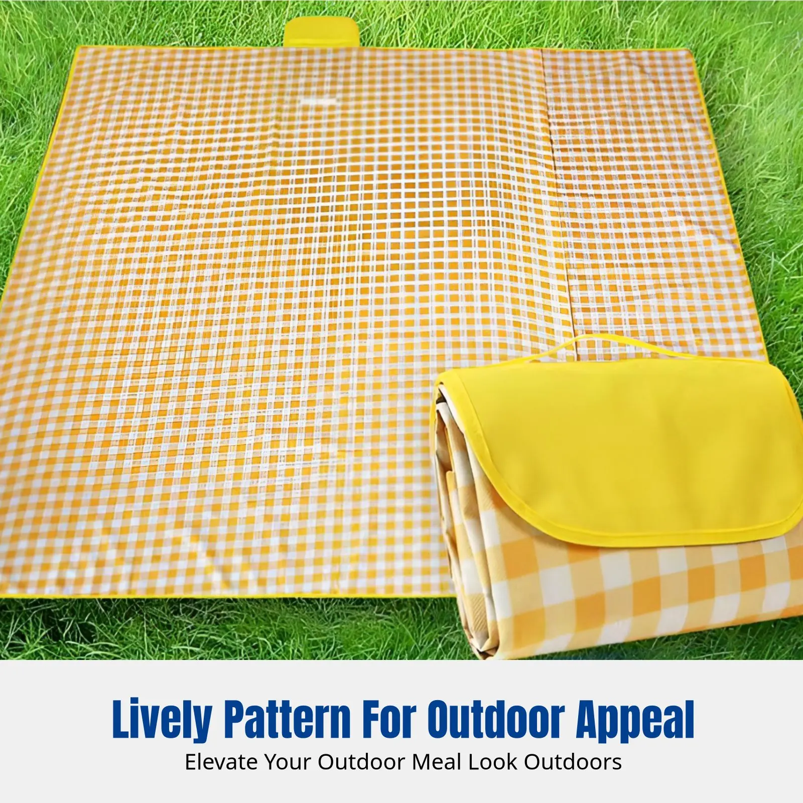 

Уличный плед, водонепроницаемый, желтый в клетку, из ткани Оксфорд, портативный коврик для кемпинга и отдыха на природе