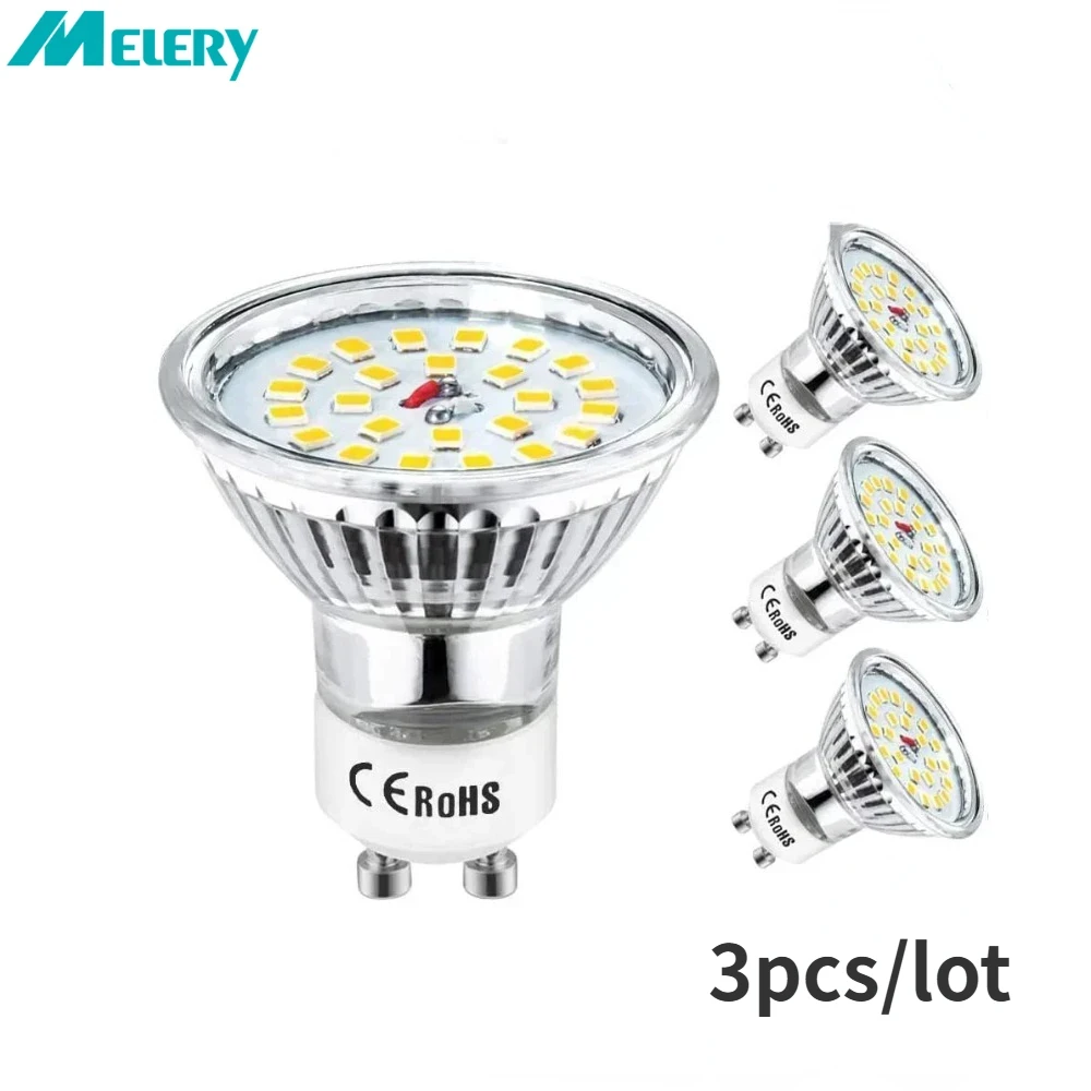 

Melery GU10 LED Bulb Track Lighting Halogen 6W Lamp Equivalent 60W Spotlight Recessed Daylight White 6000K 480 Lumens 3Packs