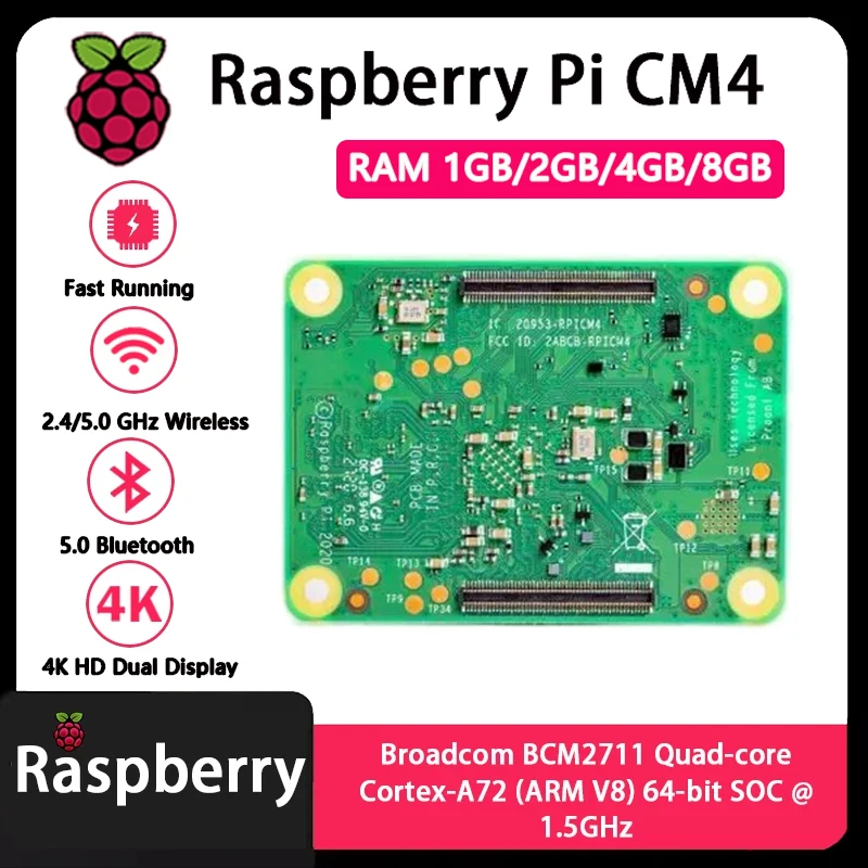 Raspberry Pi CM4 1GB/2GB/4GB/8GB RAM Rpi ComputeModule 4 4GB/8GB/16GB/32GB EMMC Wifi اختياري أداء معزز أصلي