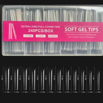 240 ks XXL umělé nehty super dlouhé balerínské nehty nalisované na nehty plné krytí matné gelové tipy na nehty americké kapsle falešné tipy 24 10 nejlepší prodej Americké kapsle - №3