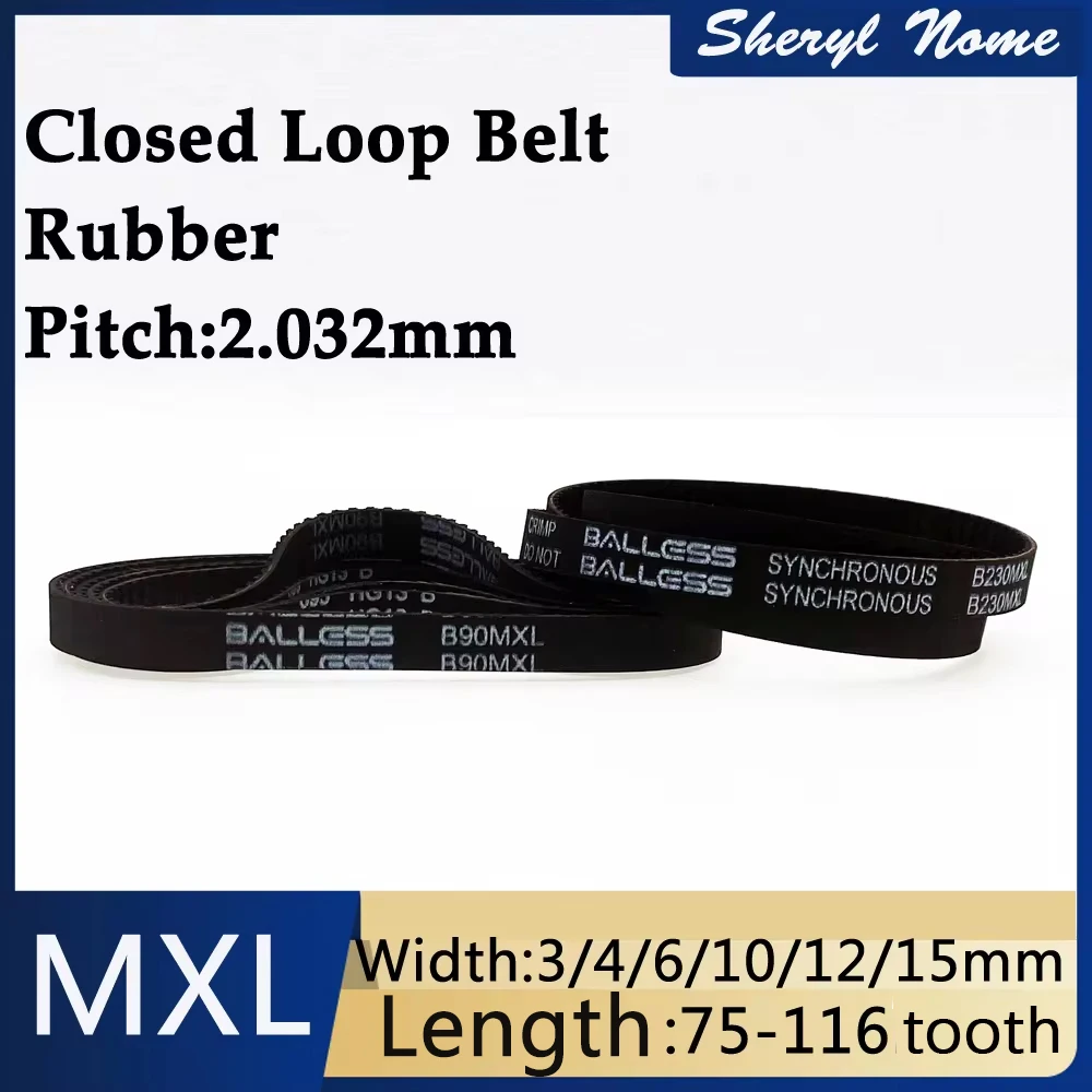 

MXL3D printer engraving machine closed loop rubber synchronous belt bandwidth 3/4/6/10/12/15mm perimeter 75-116