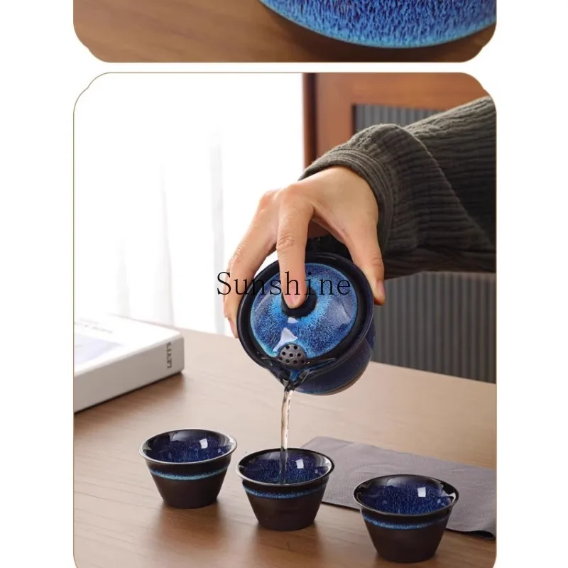 Indigo Yayun Kuaike Cup One pot Three cups Simple and portable