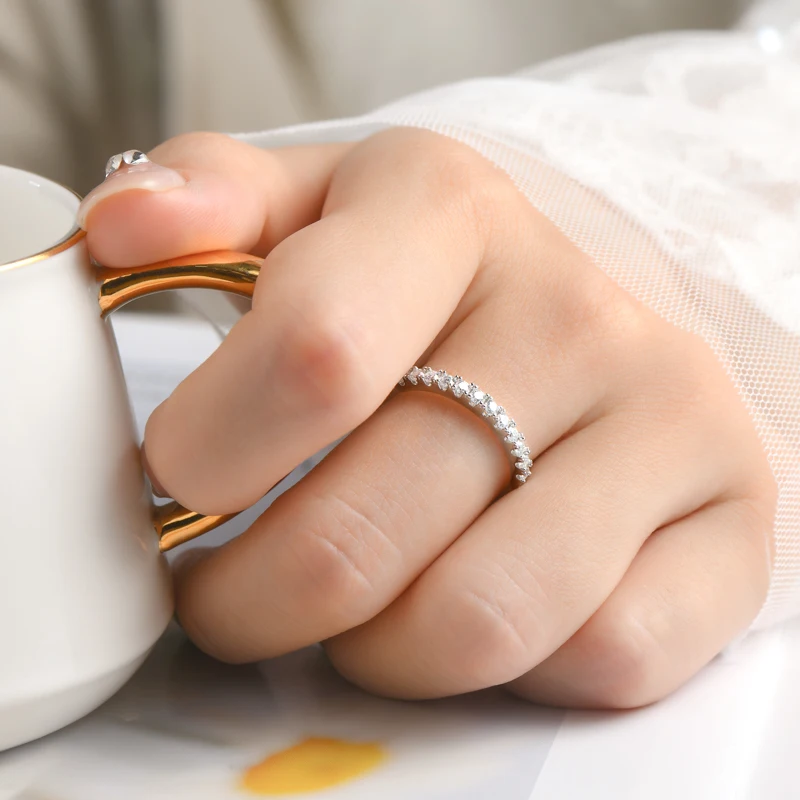 OXTAO Zertifizierter 2CT Ehering-Brautset für Damen, 14K Gold gefüllt, stapelbarer Eternity-Band-Ring, Jubiläumsschmuck D VVS1 – Detail 6