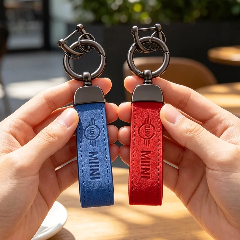 Suede Car Key Rings Keychain Holder Keyring Pendant Sticker for Mini Cooper JCW R52 R53 R55 R56 COUNTRYMAN F54 F55 F56 CLUBMAN
