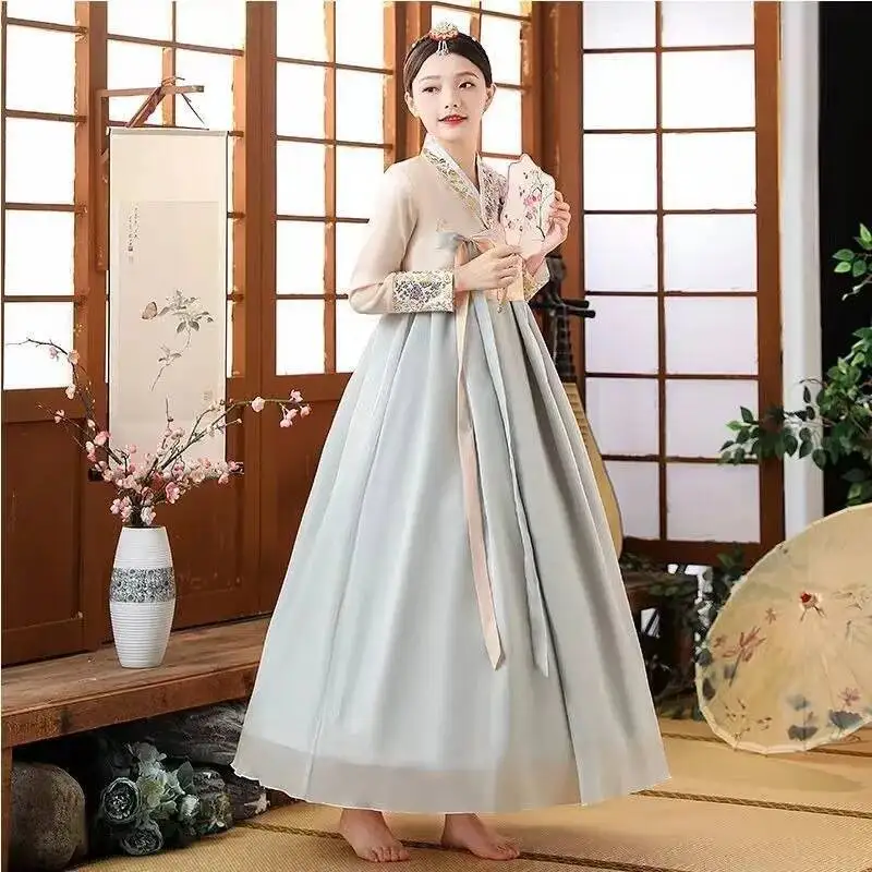 

Korean Traditional Court Bronzing Minority Dress Improved Ethnic Dance Performance Costume Hanbok Suit