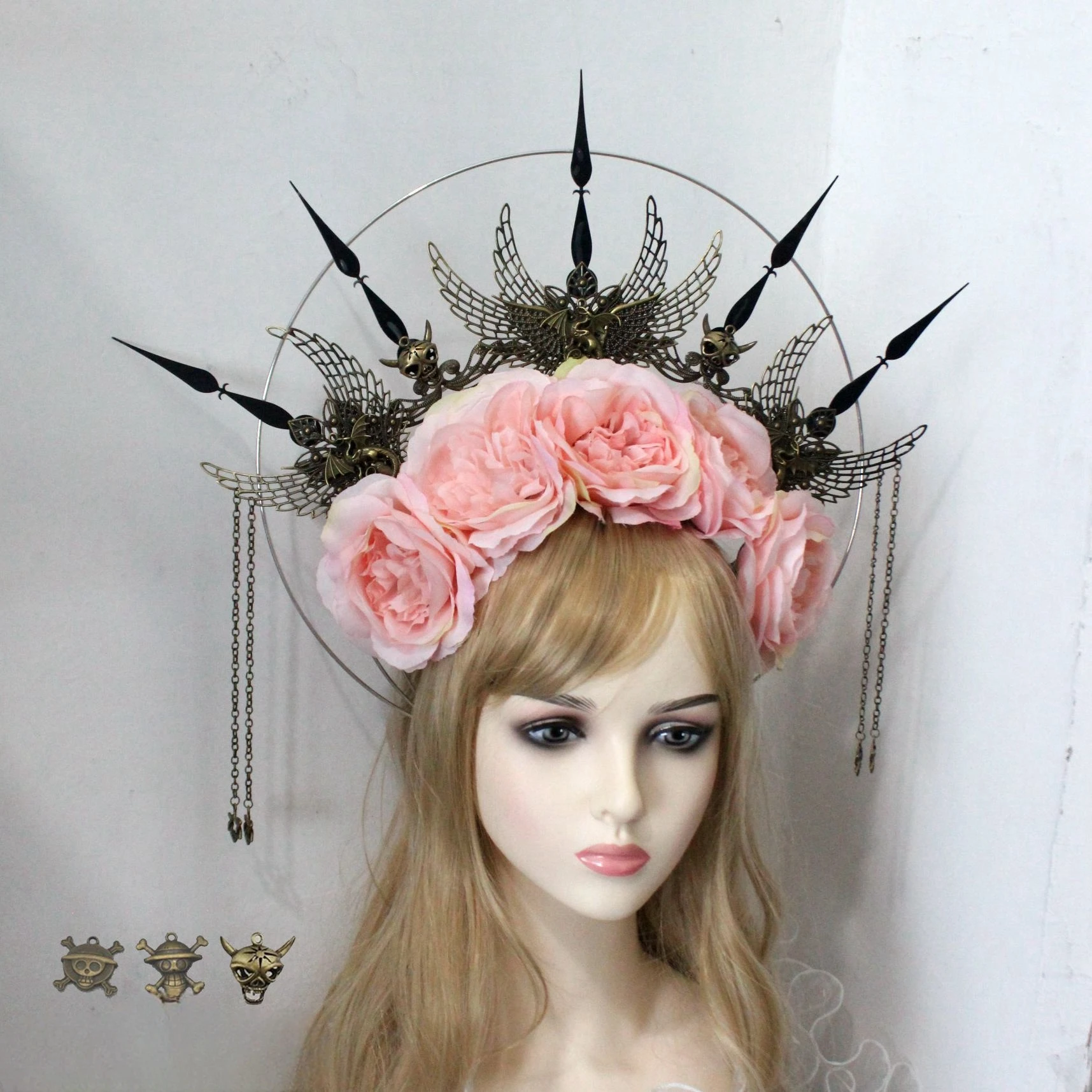 Kobiety w ciąży Rekwizyty fotograficzne Akcesoria Opaska ciążowa do sesji zdjęciowej Bogini Gwiazda Korona Słońce Złoty Spike Halo Nakrycie głowy