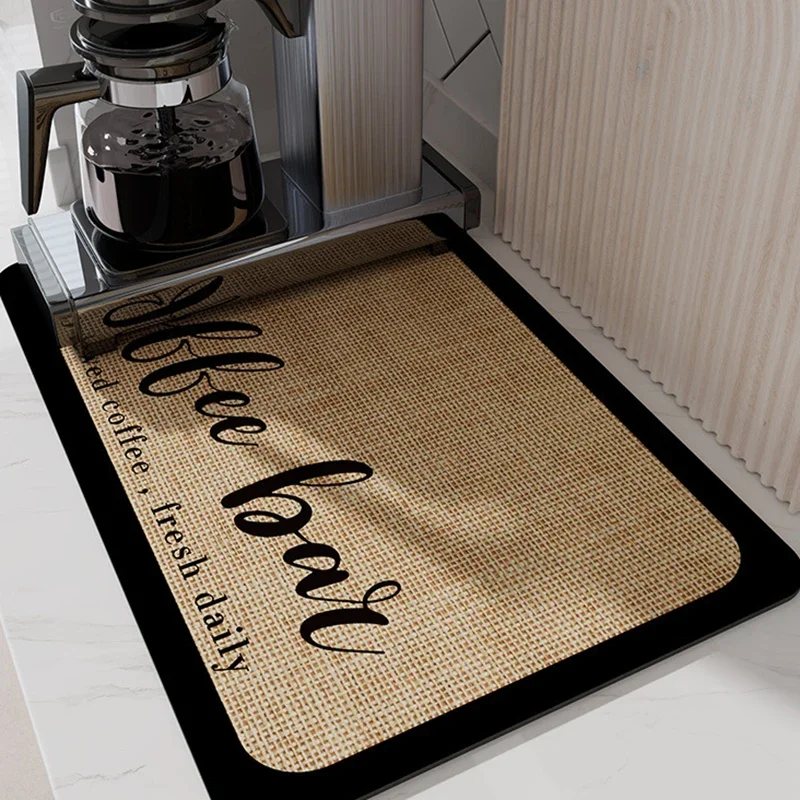 Super Absorbent Coffee Mat Draining Coffee Dish Drying Mat Quick Dry Bathroom Tableware Hide Stain Rubber Backed Absorbent Mat