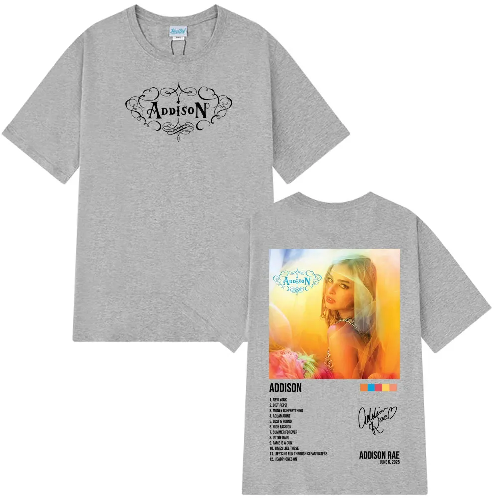أديسون راي على الوجهين طباعة خمر تي شيرت الرجال النساء موضة المتضخم تي شيرت الصيف 100% القطن Harajuku فضفاض تي شيرت #5