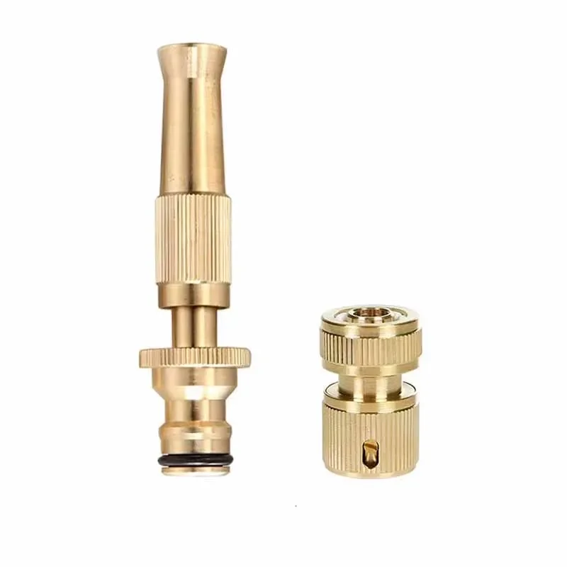 Spray Nozzle Water Gun Brass High Pressure Direct Spray Sprinkler Quick Connector Home Garden Hose Adjustable Gun