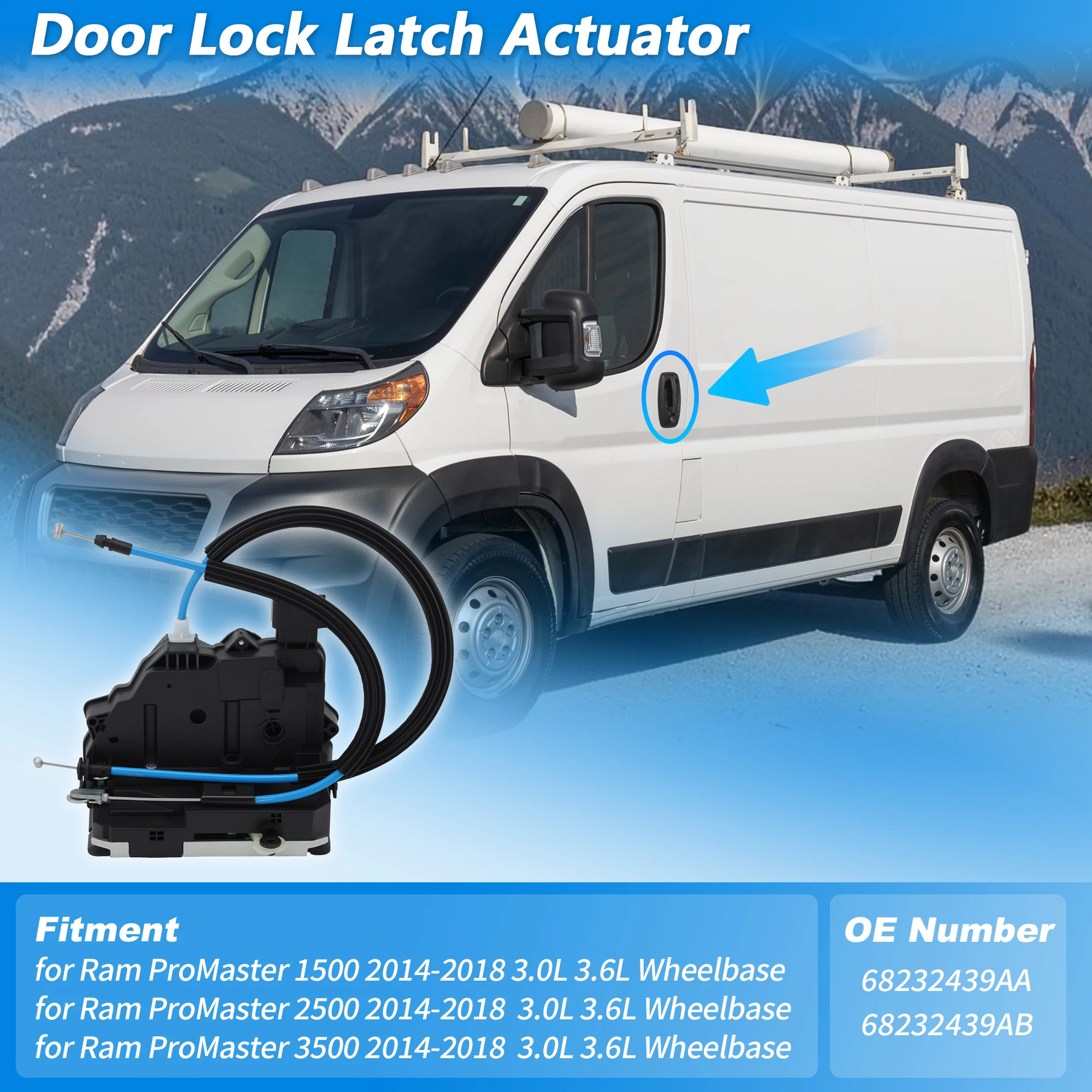 UXCELL Front Left Door Lock Actuator for Ram ProMaster 1500 2500 3500 14-18 68232439AA